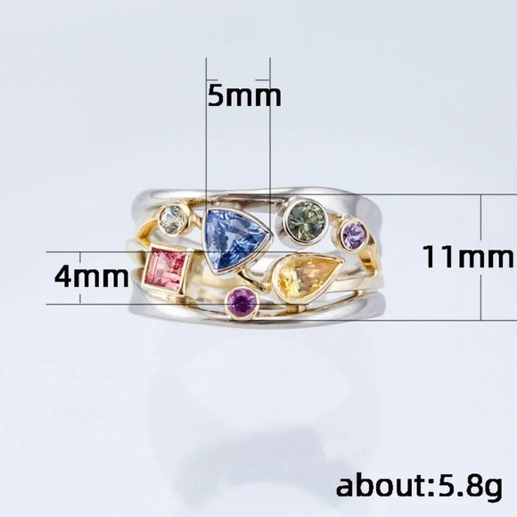 ▶Multi Color Stone 925 Silver Ring for Women, F032 (LIMITED EDITION!!) - Picture 4 of 7